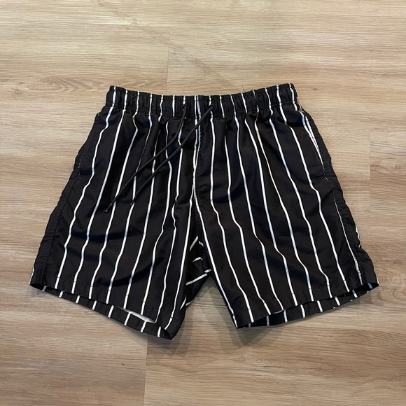 Black Striped Swim Shorts - Picture 1 of 1